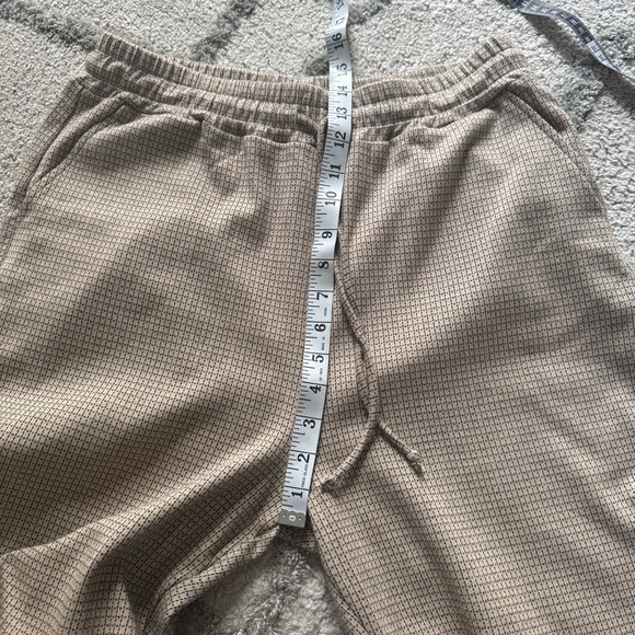 Mus + BomBon Colares Pants high waisted wide leg check tan brown cotton large - Picture 10 of 12